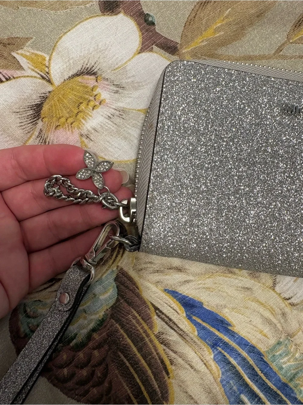 Michael Kors Silver Glitter Wristlet Wallet